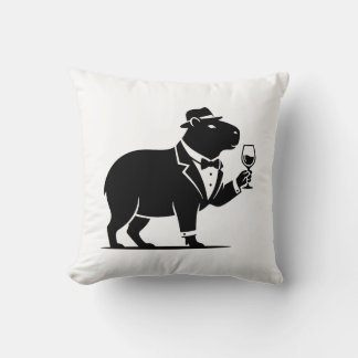 Coussin Verre à vin capybara drôle minimaliste moderne