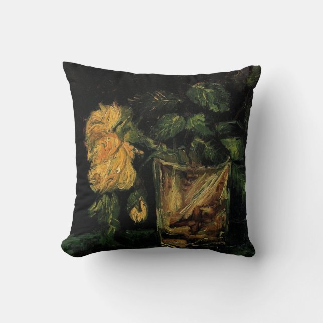 Coussin Verre avec des roses par Vincent van Gogh (Recto)