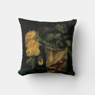 Coussin Verre avec Roses par Vincent van Gogh