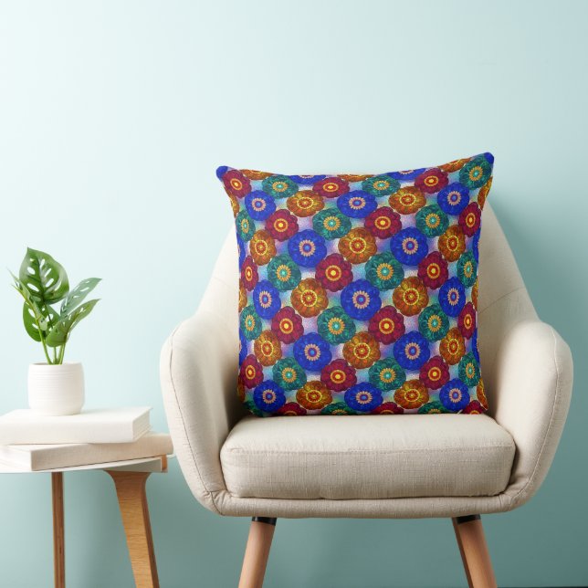 Coussin Verre Cathédrale Abstrait Rouge Vert Bleu Orange (Chaise)