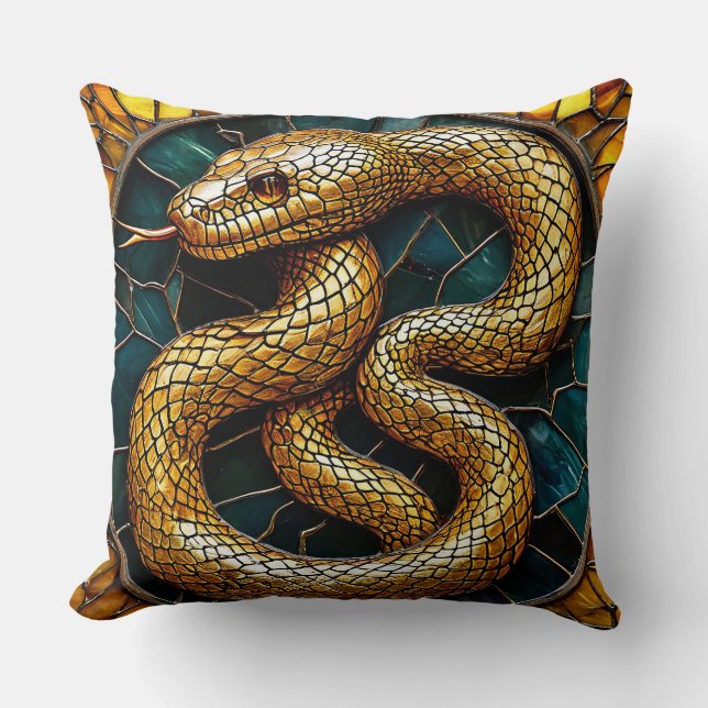 Coussin Verre coloré serpent doré (Recto)