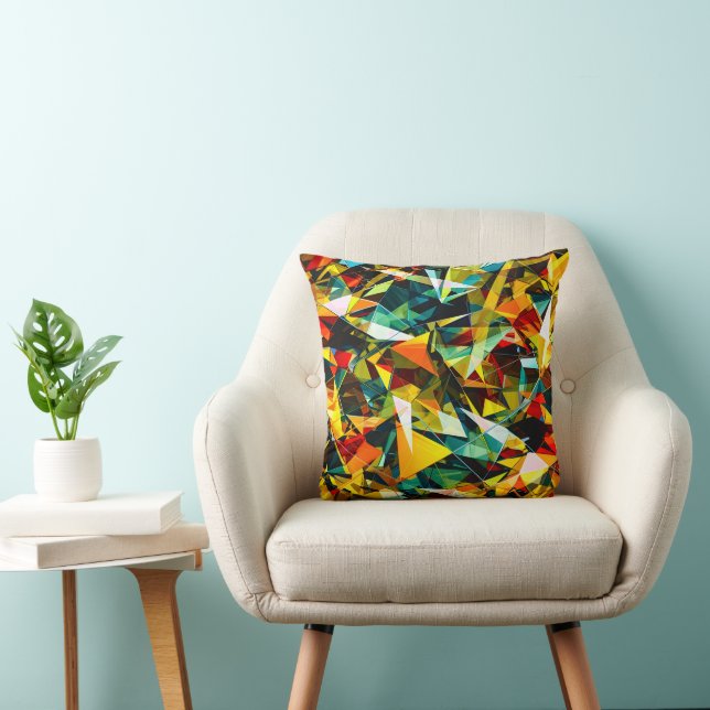 Coussin Verre cristal abstrait géométrique moderne coloré (Chaise)