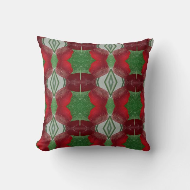 Coussin Verre de mer rouge et vert abstrait (Recto)