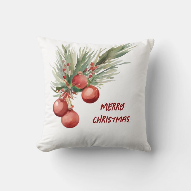 Coussin Verre de Noël d'aquarelle (Recto)