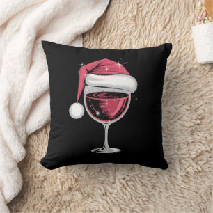 Coussin Verre de vin rouge Noël drôle Noël Noël Noël Noël