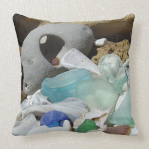 Coussin Verre fait sur commande bleu de mer de carreaux de