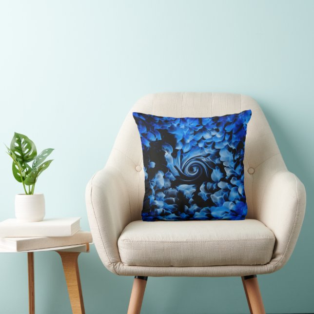 Coussin Verre Noir Et Bleu Abstrait (Chaise)