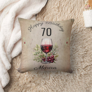 Coussin Verre rouge Verre Olive Aquarelle Anniversaire