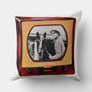 Coussin vers 1951 téléviseur portable émission cowboy