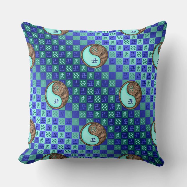 Coussin Verseau & Bœuf de Terre (Recto)