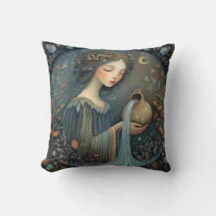 Coussin Verseau Porteur d'Eau Zodiaque Céleste Anniversair