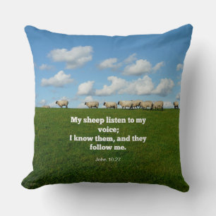 Coussin verset biblique, Jean 10:27, Mes brebis...