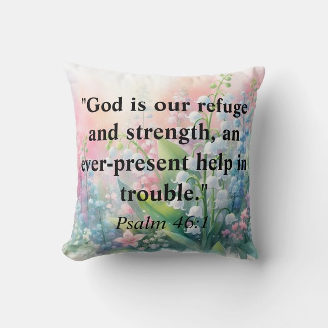 Coussin Verset biblique Psaumes typographie aquarelle flor (Recto)