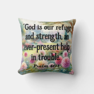 Coussin Verset biblique Psaumes typographie aquarelle flor