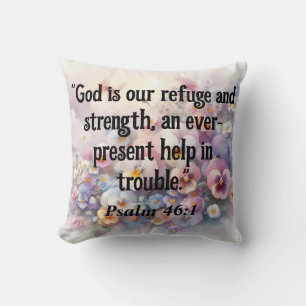 Coussin verset biblique Psaumes typographie floral aquarel