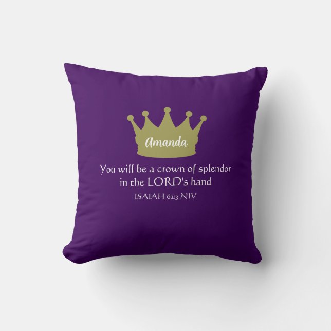 Coussin Verset de la Bible de la foi chrétienne Couronne V (Recto)
