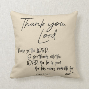 Coussin Verset de la Bible des Psaumes avec Merci, lord, c