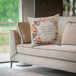 Coussin Verset de la Bible personnalisable aux tons pêche 