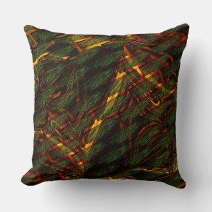 Coussin Vert Abstrait avec couleur feu