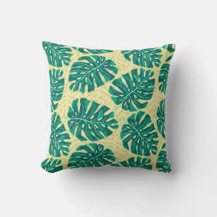 Coussin Vert beige palmier tropical