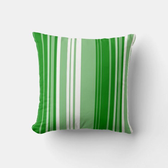Coussin Vert, Blanc Retro Stripes Art Design Abstrait (Recto)