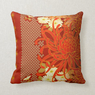 Coussin Vert blanc rouge de mamans florales japonaises