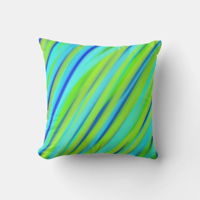 Coussin Vert, Bleu Art peinture acrylique Abstraite (Recto)