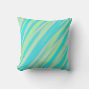 Coussin Vert, Bleu Art peinture acrylique Abstraite