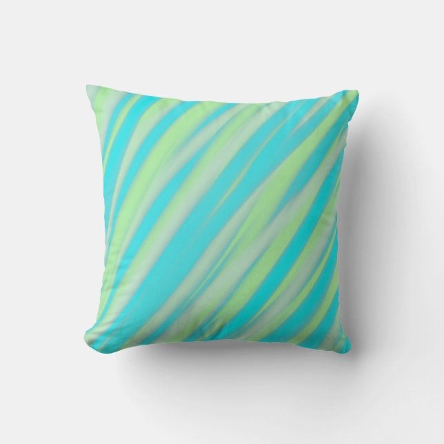 Coussin Vert, Bleu Art peinture acrylique Abstraite (Recto)