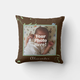 Coussin Vert, Bleu, Brown Snail Photo Baby Boy
