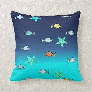 Coussin vert-bleu de poissons d'étoiles de mer de