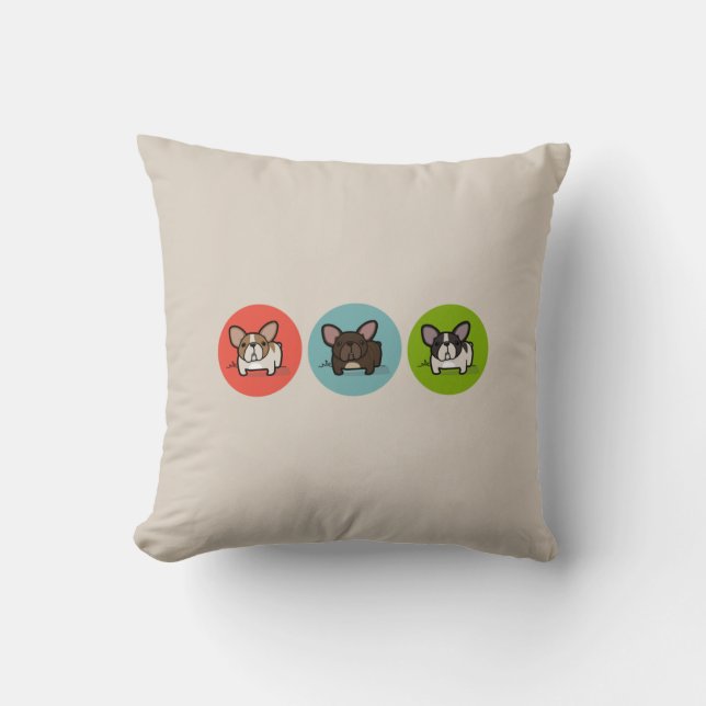 Coussin Vert bleu Frenchie (Recto)
