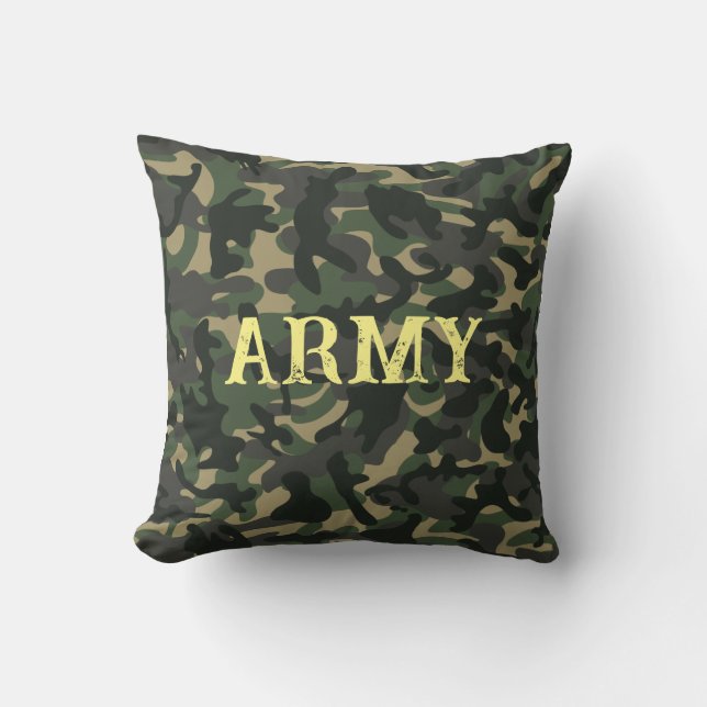 Coussin Vert camouflage militaire de l'armée (Recto)