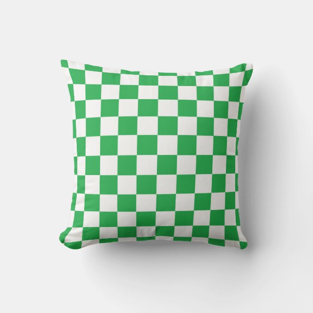 Coussin Vert Checkered et blanc (Recto)