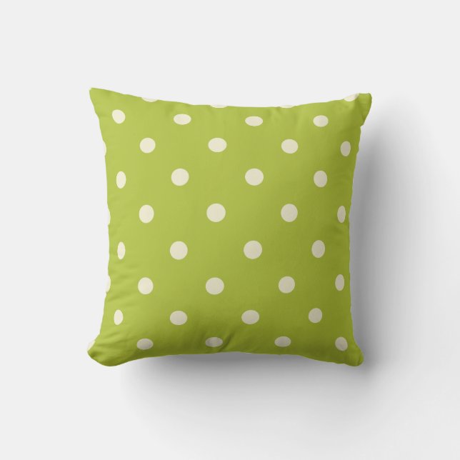 Coussin Vert citron vert avec à petits pois crème (Recto)