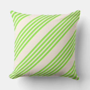 Coussin Vert citron vert et beige cinq rayures motif