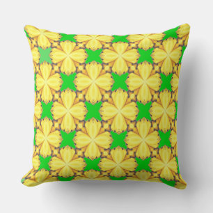 Coussin Vert clair avec des folioles jaune banane