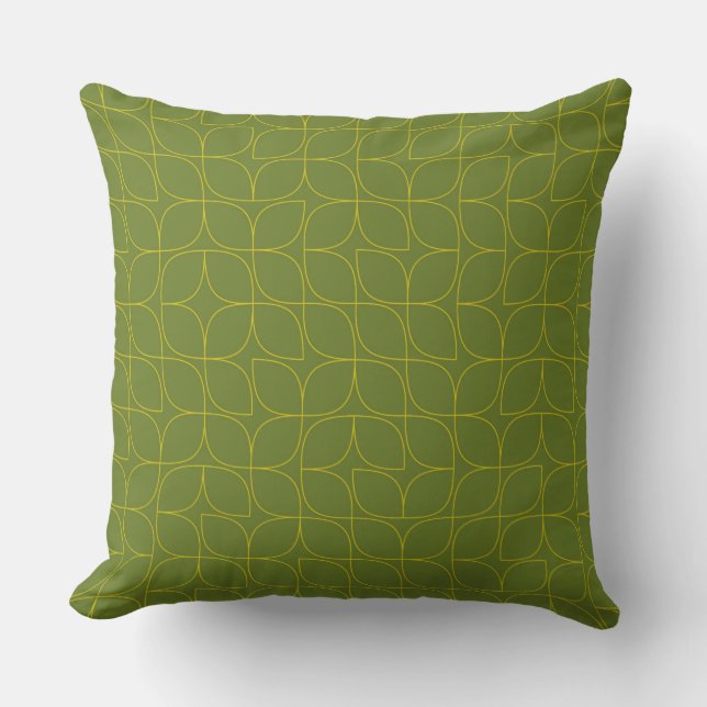 Coussin Vert, cool, tendance, abstraction foliaire ludique (Recto)