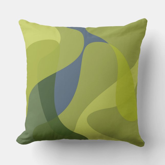 Coussin Vert, cool, tendance, formes ondulées modernes (Recto)