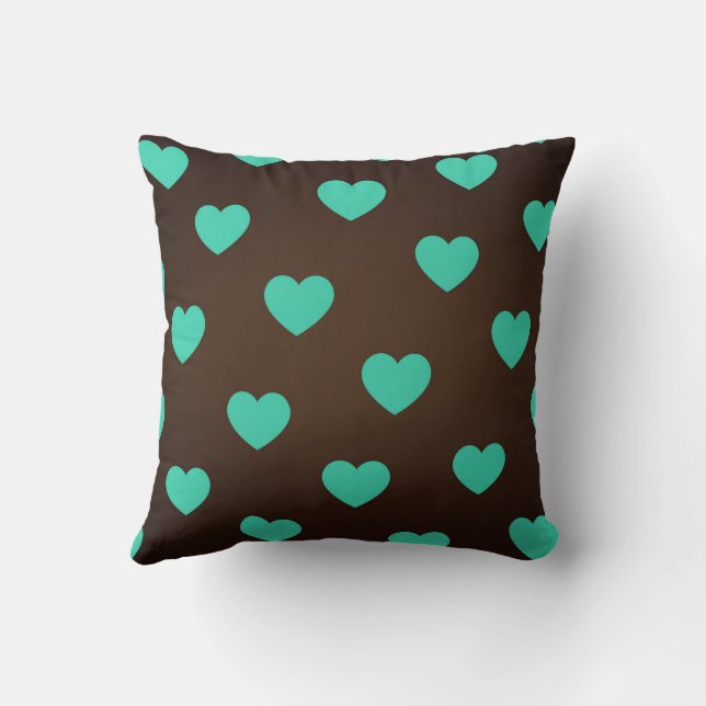 Coussin Vert Cosy Cute tendance Moderne Romantique Coeur C (Verso)
