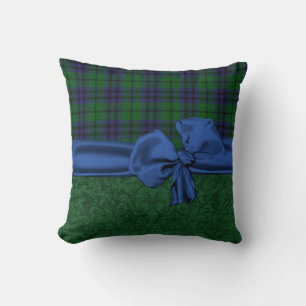 Coussin vert Damask et Tartan Plaid
