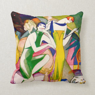 Coussin Vert de carreau d'aileron d'art déco coloré