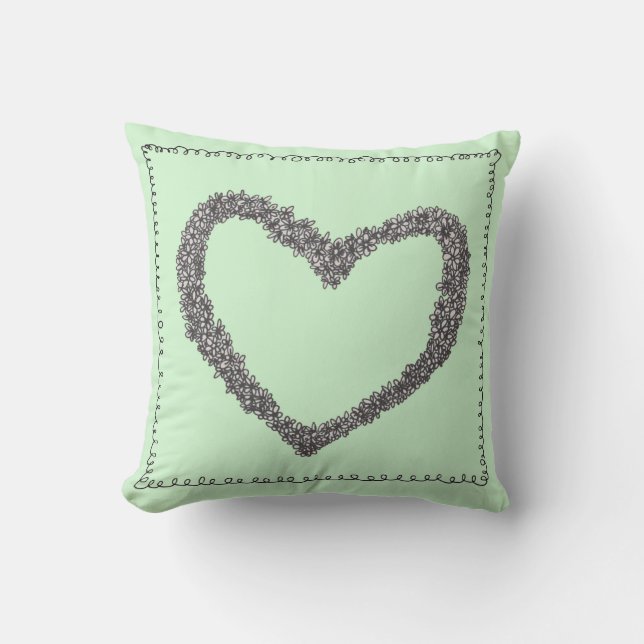 Coussin vert de coeur de Seafoam (Recto)