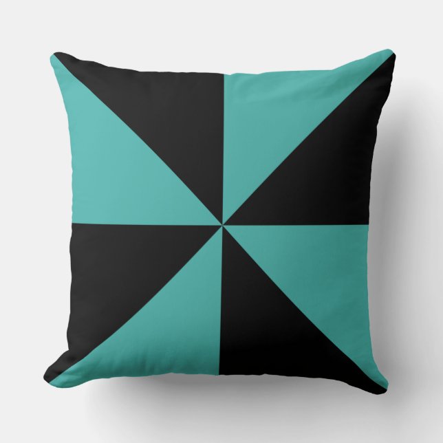 Coussin Vert-de-gris et pinwheel noir (Recto)