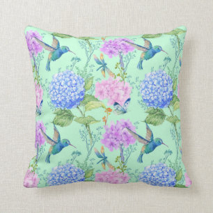 Coussin Vert de menthe de bleu de lavande de colibri