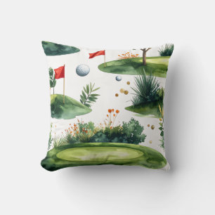 Coussin Vert de putting de golf avec drapeau rouge