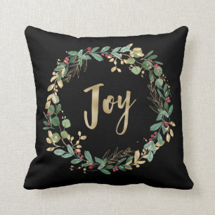 Coussin Vert doré Noir Gold Christmas Joy