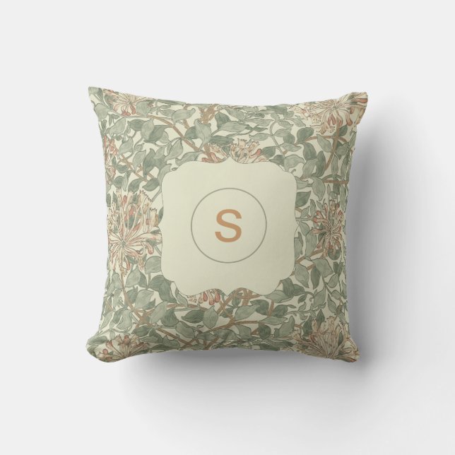 Coussin Vert doux Vintage William Morris Honeysuckie (Recto)
