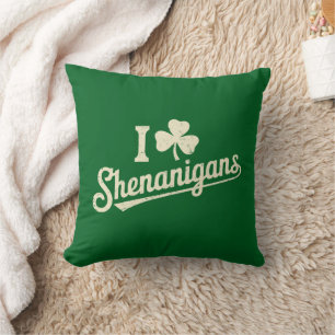 Coussin Vert Drôle Irlandais Patty's Trèfle Saint-Patrick 