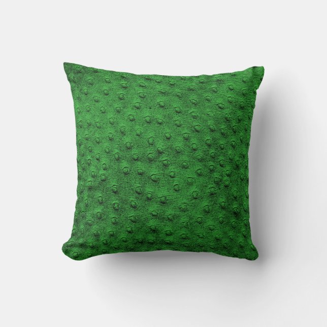 Coussin vert en cuir d'autruche surdimensionné (Recto)